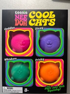 Cool Cats Squishy Set - Pink, Purple, Green, Orange